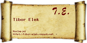 Tibor Elek névjegykártya
